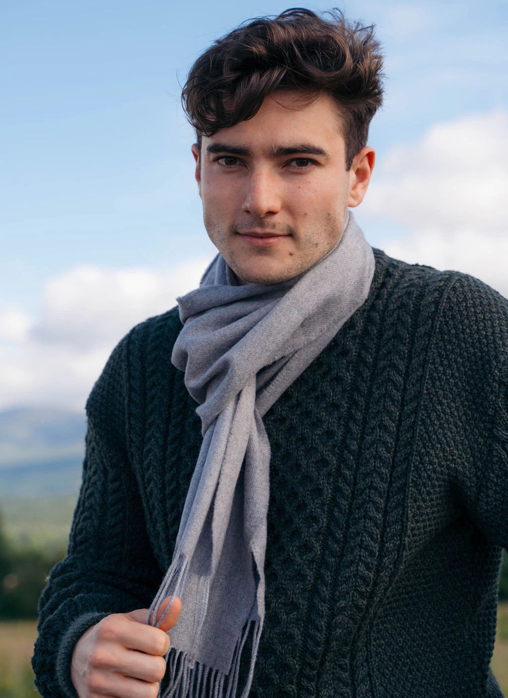 Merino Luxury Wool Scarf Silver Grey
