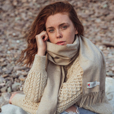 Merino Luxury Wool Scarf Oatmeal Natural