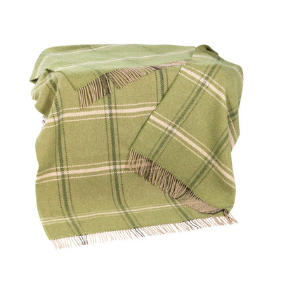 Cashmere Throw Green Beige Cream Overcheck