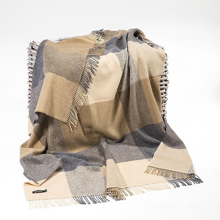 Cashmere Throw Green Charcoal Large Block