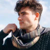 Merino Luxury Wool Scarf Grey Beige & Light Green