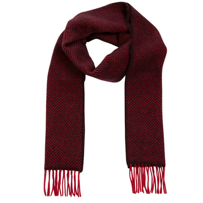 Irish Cashmere Merino Scarf Red Burgundy Herringbone