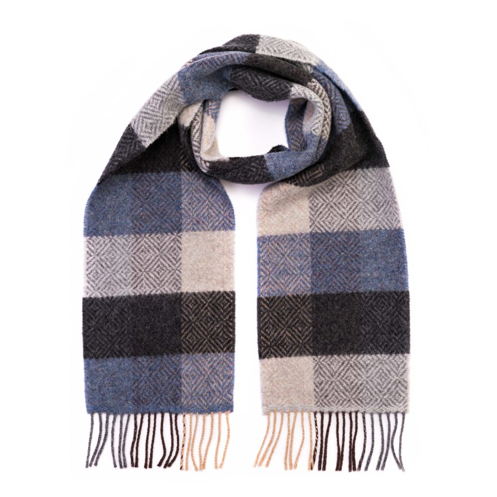 Irish Cashmere Merino Scarf Silver Denim Charcoal