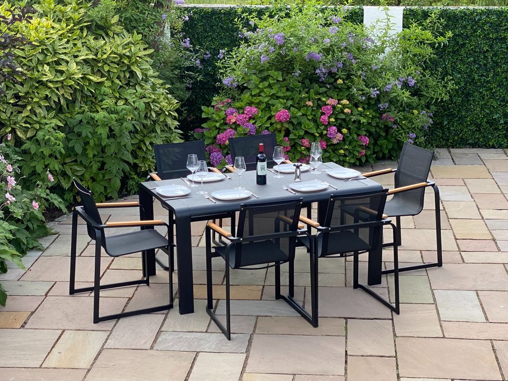 Aluminium dining set with 6 chairs