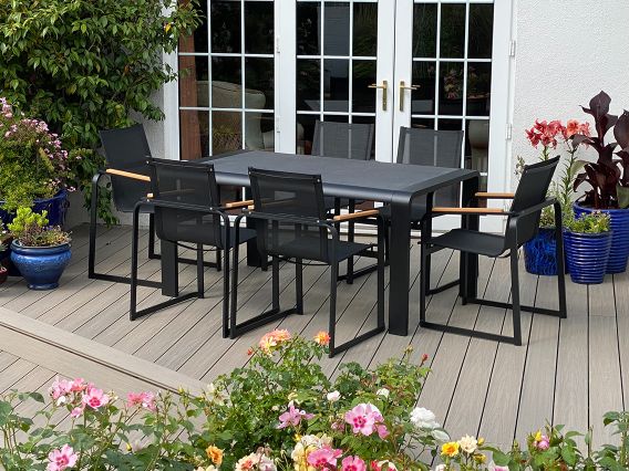Aluminium dining set with 6 chairs