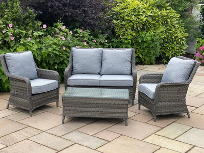 Rattan 4 seat coffee set Dark grey The Plant Collector