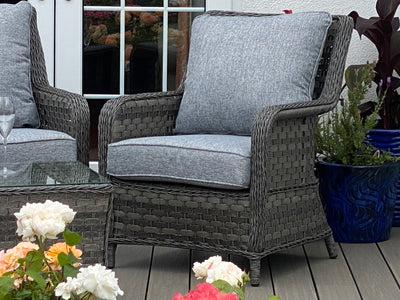 Rattan 4 seater coffee set - Dark grey