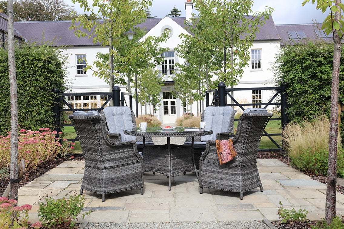 Rattan 4 seater set - Dark grey