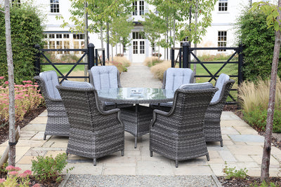 Rattan 6 seater set - Dark grey