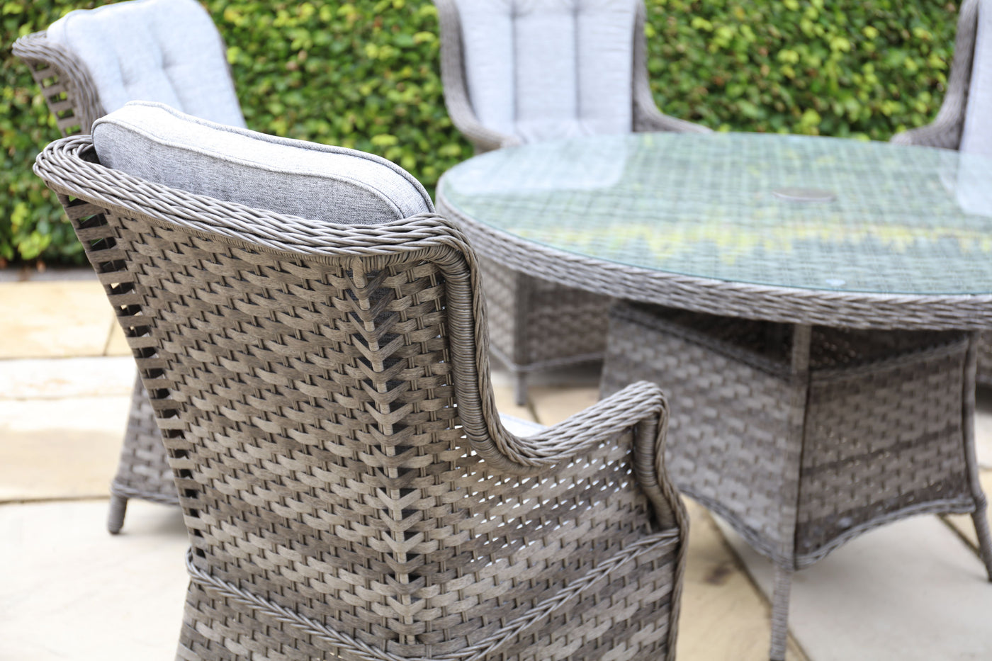 Rattan 6 seater set - Dark grey