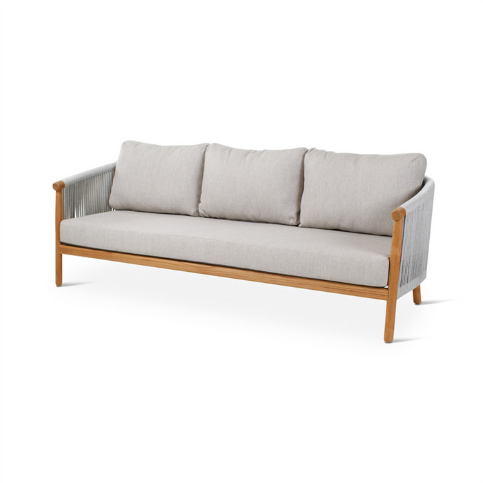 Romeo Teak and Travertine Garden Furniture: Three-seater sofa with cushions