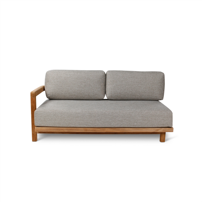 Lenka Brushed Teak Modular Lounge: Left end seat