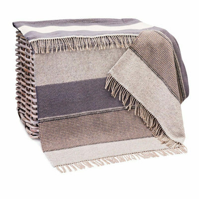 Cashmere Throw Grey Stone Beige Stripe