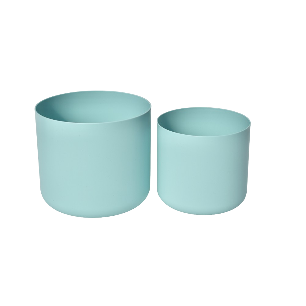 Round plastic pot blue