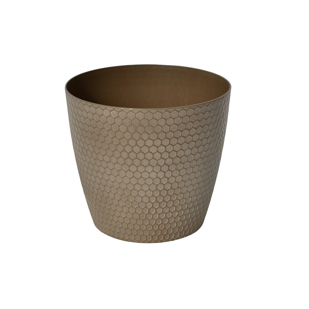 Round plastic honeycomb pot gold