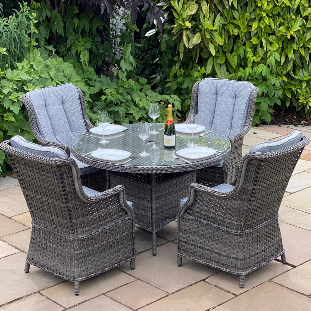 Rattan 4 seater set - Dark grey