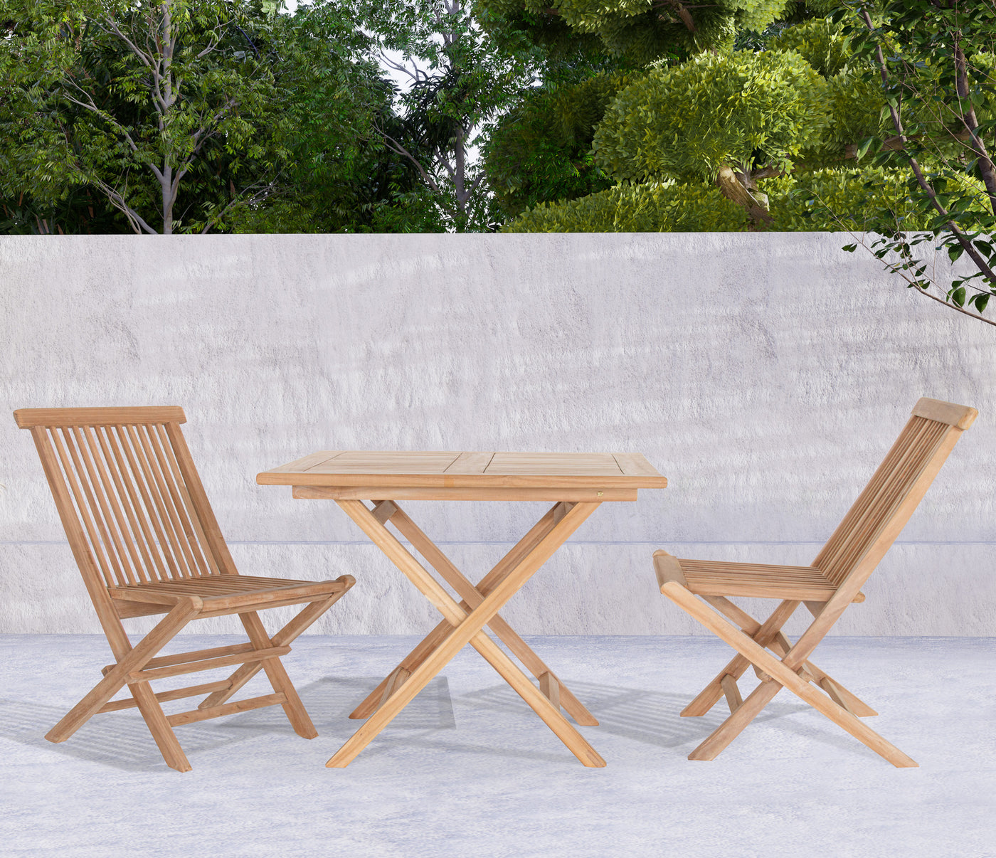 Teak folding table set 60x60cm